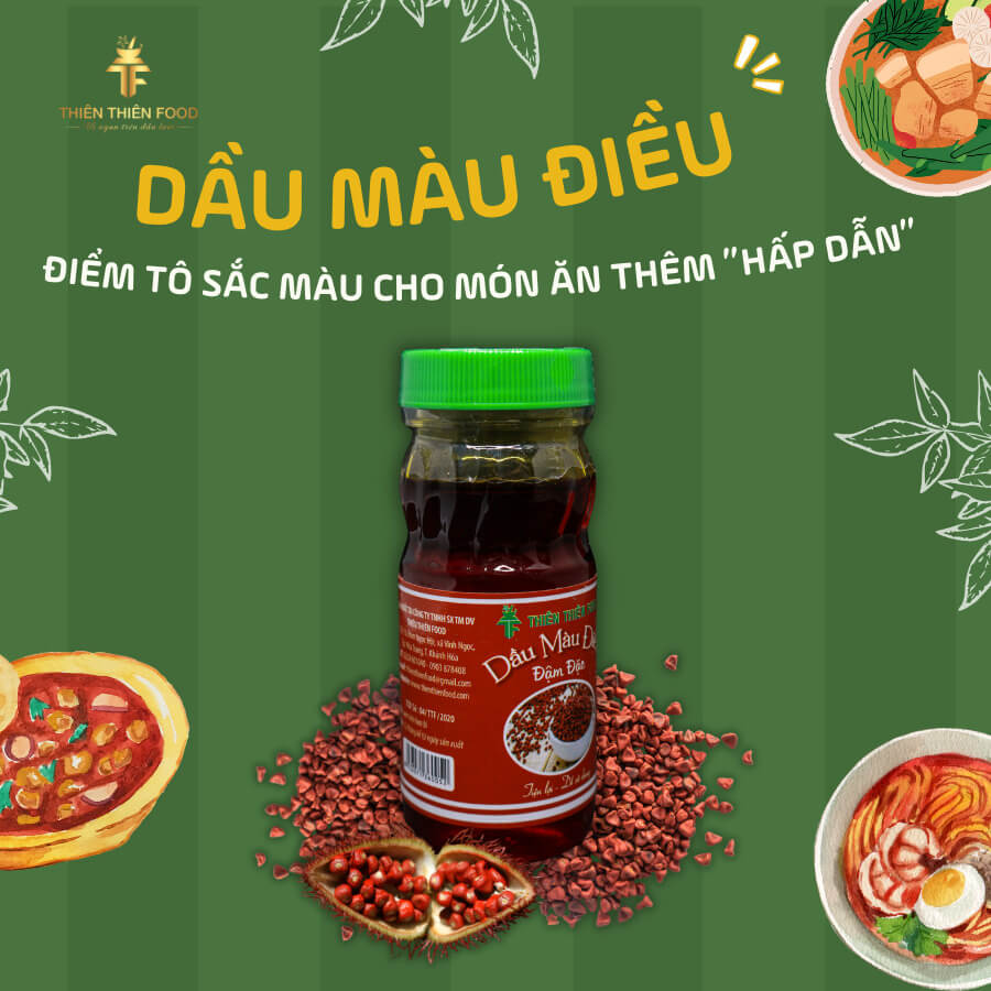 Dầu màu điều pha sẵn tiện lợi, dễ sử dụng, nấu ăn nhanh