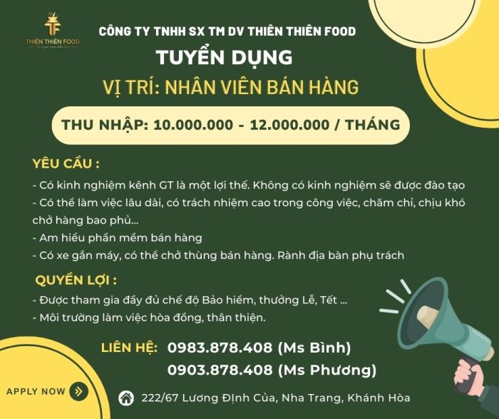 tuyển nhân viên bán hàng tại Nha Trang, Khánh Hòa